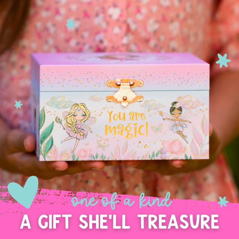 Musical Fairy  Box for Girls -  Music Box with Spinning Fairy and Mirror, Princess Birthday Gifts for Little Girls,   Boxes for Ages 3-10 - 6 x 4.7 x 3.5 in