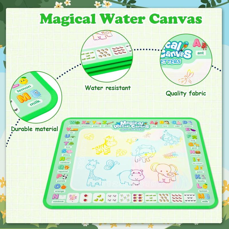 Water Doodle Mat,Reusable Painting Writing Doodle Board ,Mess Free Coloring Doodle Drawing Mat Educational ,Birthday Christmas Gifts for 3 4 5 6 7 8 Years Old