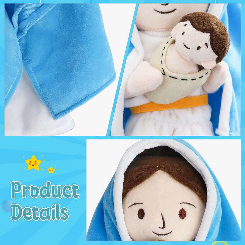 Yelakey Virgin Mary Plush Toy - Soft and Safe Stuffed Doll for Kids, Christian Baptism Gift, Thanksgiving Christmas Gift