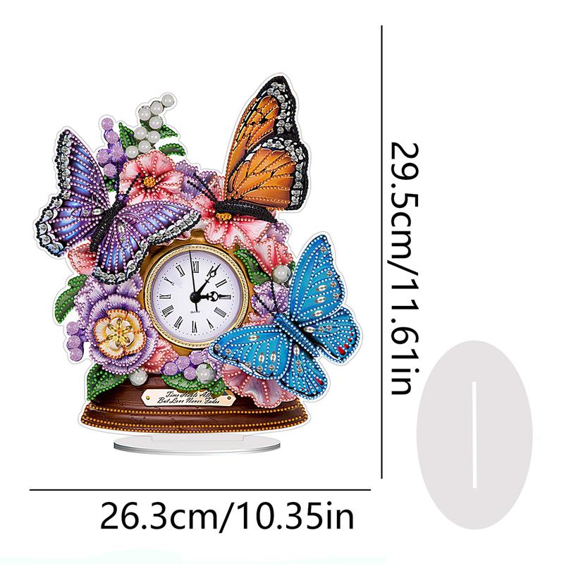 DIY Clock Diamond Art Acrylic Based Standing Clock 5D Diamond Painting Butterfly Roaster chicken Wine Baking Bread Art Craft for Home Decor 1234606