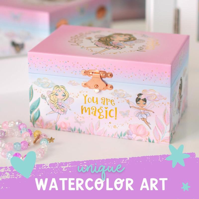 Musical Fairy  Box for Girls -  Music Box with Spinning Fairy and Mirror, Princess Birthday Gifts for Little Girls,   Boxes for Ages 3-10 - 6 x 4.7 x 3.5 in