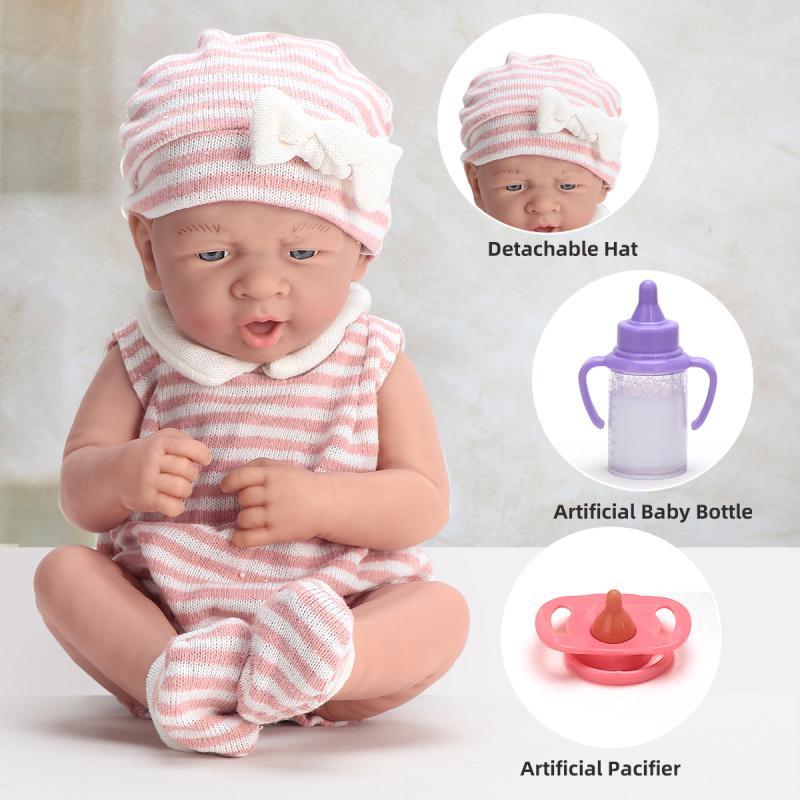 14 Inch Reborn Teenager Doll, Realistic Teenager Doll with Clothes & Bottle & Pacifier, Montessori Toy, Pretend Play Toy for Teens