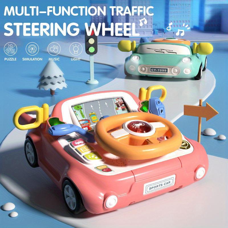 Simulation Car Steering Wheel Toy, 1 Count Multi-functional Car Driving Toy with Music & Light, Educational Toy for Kids