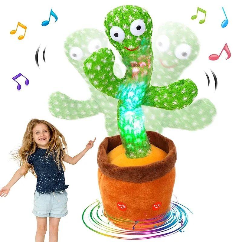 Music Lights Soft Stuffed Flowerpot Twisting Singing Dance Cactus Doll Talking Baby Toys