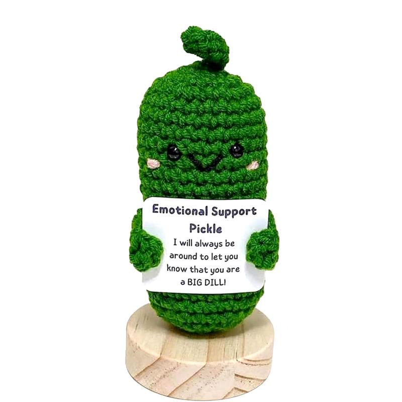 Handmade Emotional Support Pickled Cucumber, Crochet Emotional Support Pickled Cucumber Knitting Doll, Christmas Handwoven Ornament Gifts