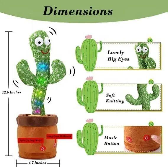 Music Lights Soft Stuffed Flowerpot Twisting Singing Dance Cactus Doll Talking Baby Toys