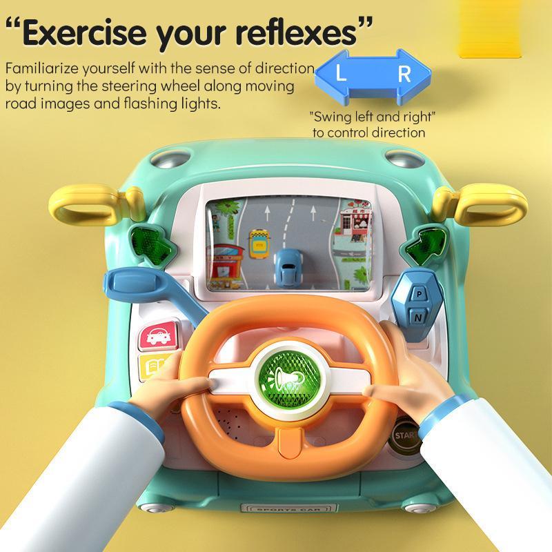 Simulation Car Steering Wheel Toy, 1 Count Multi-functional Car Driving Toy with Music & Light, Educational Toy for Kids