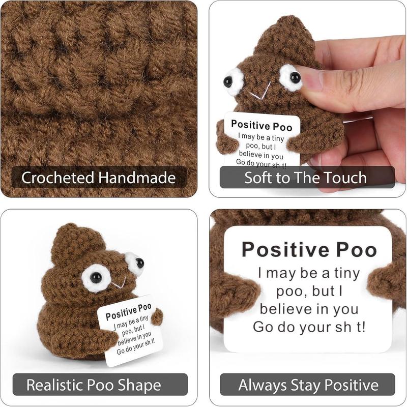 Funny Positive Poo - Crochet Potato Partner Toy with Positive Card, Cheer Up Gag Gifts for Best Friend, Birthday Housewarming Gifts for Women, Unique Teacher Fall Decor, Handmade Crochet Toy, Adorable and Uplifting Present