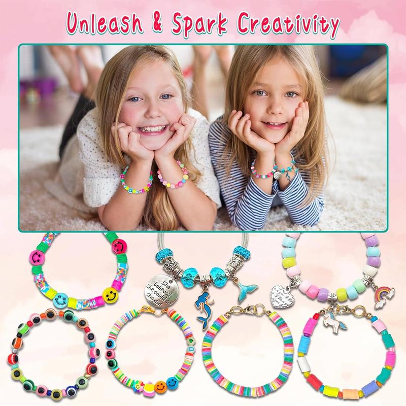 Girls Toys Bracelet Making Kit -3400Pcs Beads for Charm Jewelry Making Kit Supplies, Unicorn Mermaid Crafts Birthday Christmas Gifts for Girls Ages 5 6 7 8 9 10 11 12 Years Old leitait