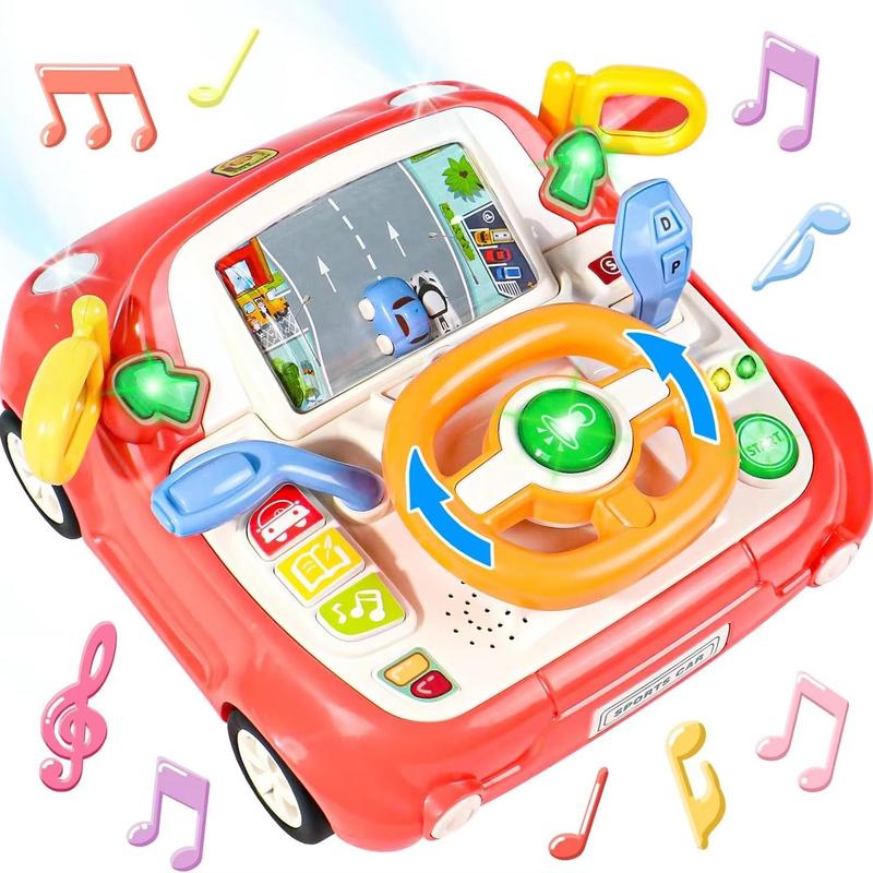 Simulation Car Steering Wheel Toy, 1 Count Multi-functional Car Driving Toy with Music & Light, Educational Toy for Kids