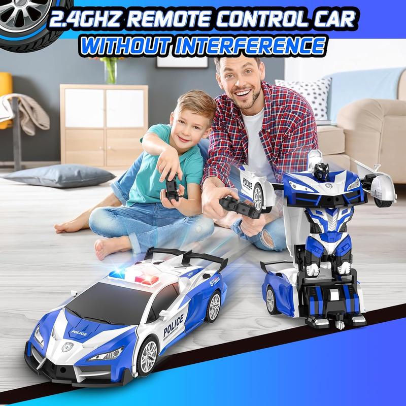 Remote Control  for  , One Button Transformation to Robot with Flashing Light 2.4 Ghz Transforming Robot  1:18 Scale Transform RC   Boys Girls Birthday Gift with 360 Degree Rotation