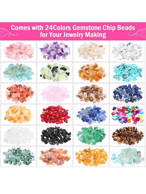 Natural Stone Beads & Accessories, 1 Box 24 Styles Irregular Gravel Natural Stone Beads, DIY Handmade Jewelry Accessories Box Combination