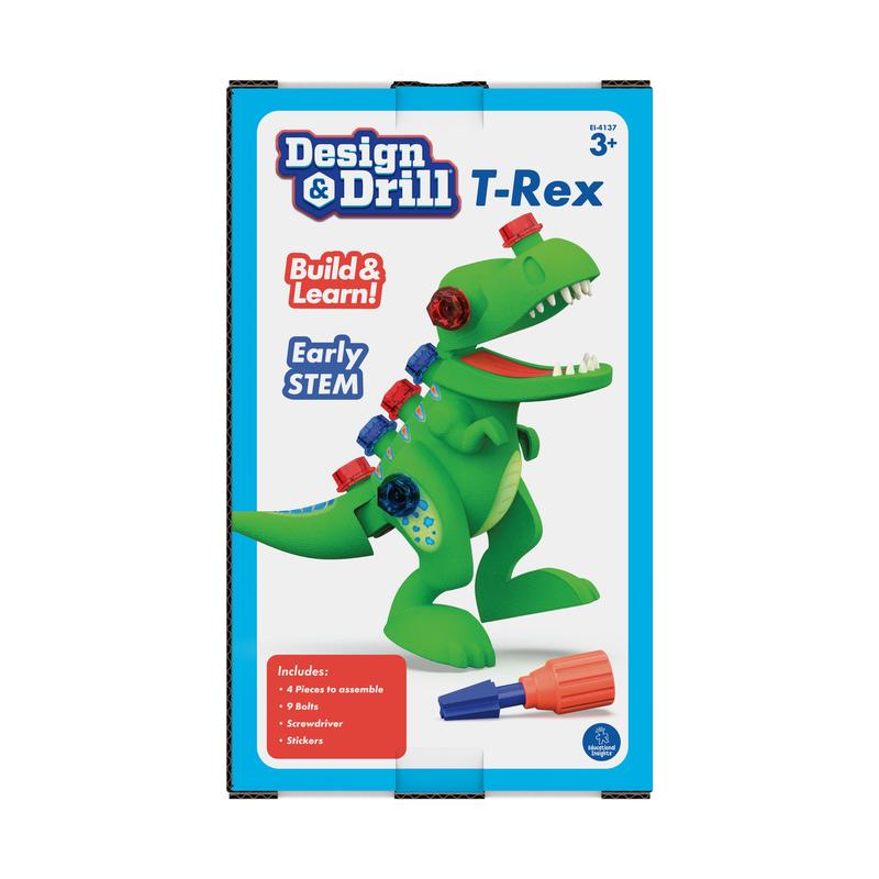 Educational Insights Design & Drill T-Rex Take Apart Dinosaur Toy, 13-Pieces, Preschool STEM Toy, Gift for Kids Ages 3+