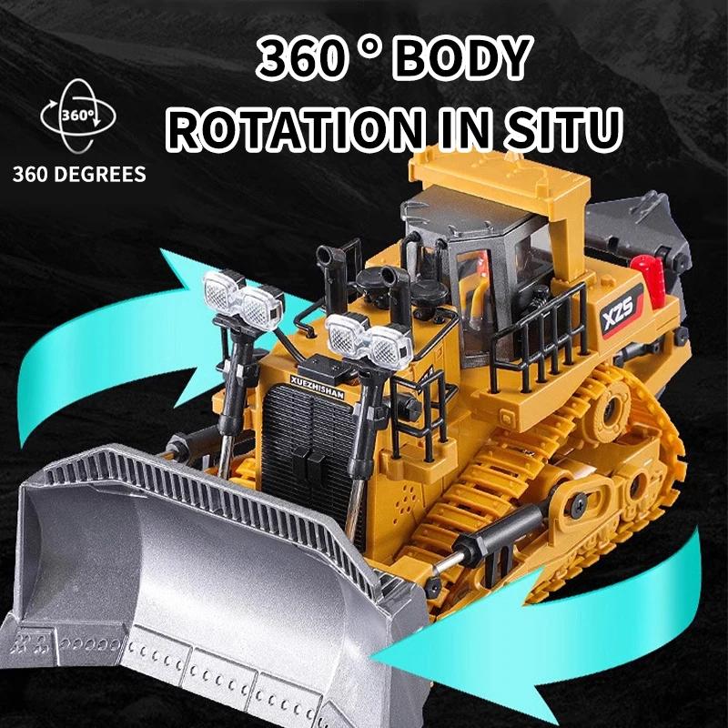 9 Channel Remote Control Bulldozer RC Excavator Dumper Car 2.4G Remote Control Engineering Vehicle Crawler Truck Bulldozer Toys for Boys Kids Christmas Gifts