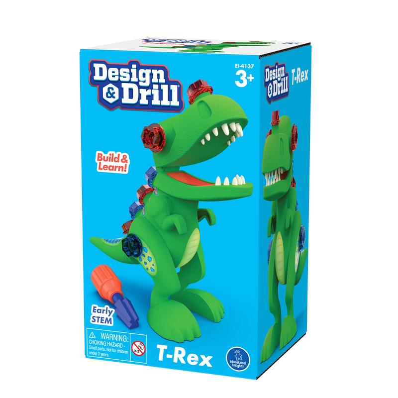 Educational Insights Design & Drill T-Rex Take Apart Dinosaur Toy, 13-Pieces, Preschool STEM Toy, Gift for Kids Ages 3+