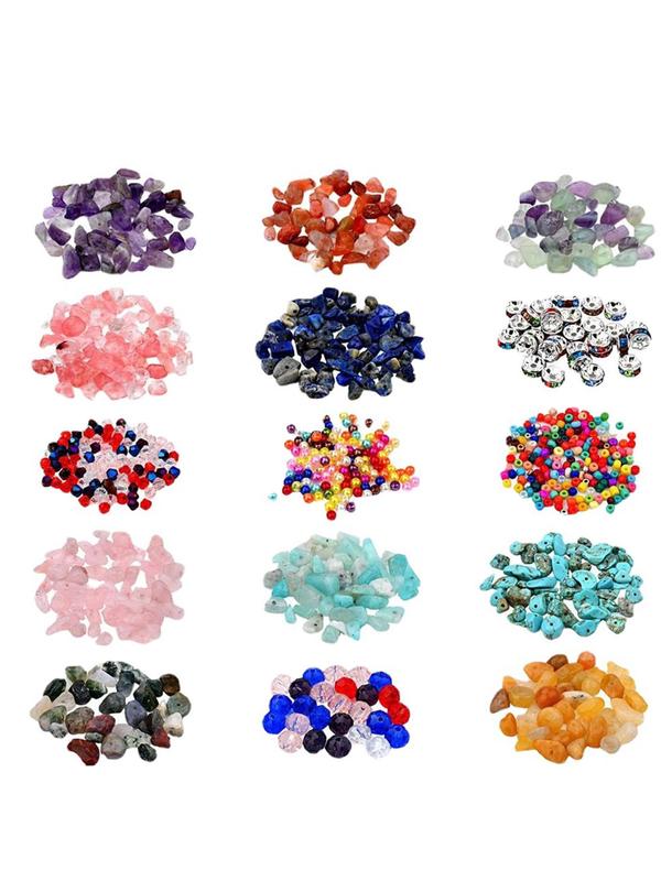 Natural Stone Beads & Accessories, 1 Box 24 Styles Irregular Gravel Natural Stone Beads, DIY Handmade Jewelry Accessories Box Combination