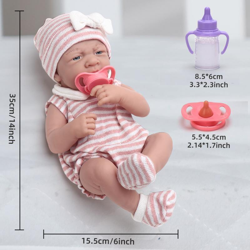 14 Inch Reborn Teenager Doll, Realistic Teenager Doll with Clothes & Bottle & Pacifier, Montessori Toy, Pretend Play Toy for Teens