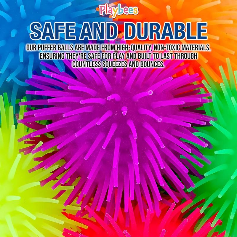 Soft Spiky Puffer Balls - 6-Pack - 5.5 Inch Sensory Stress Relief Toy - Assorted Colors