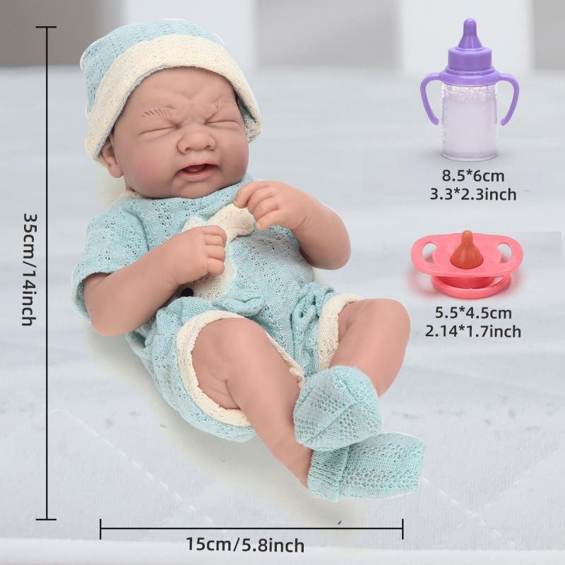 14 Inch Reborn Teenager Doll, Realistic Teenager Doll with Clothes & Bottle & Pacifier, Montessori Toy, Pretend Play Toy for Teens