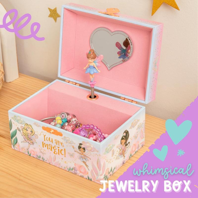 Musical Fairy  Box for Girls -  Music Box with Spinning Fairy and Mirror, Princess Birthday Gifts for Little Girls,   Boxes for Ages 3-10 - 6 x 4.7 x 3.5 in