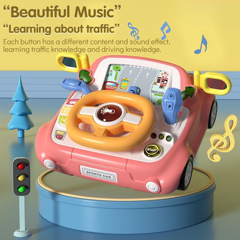 Simulation Car Steering Wheel Toy, 1 Count Multi-functional Car Driving Toy with Music & Light, Educational Toy for Kids