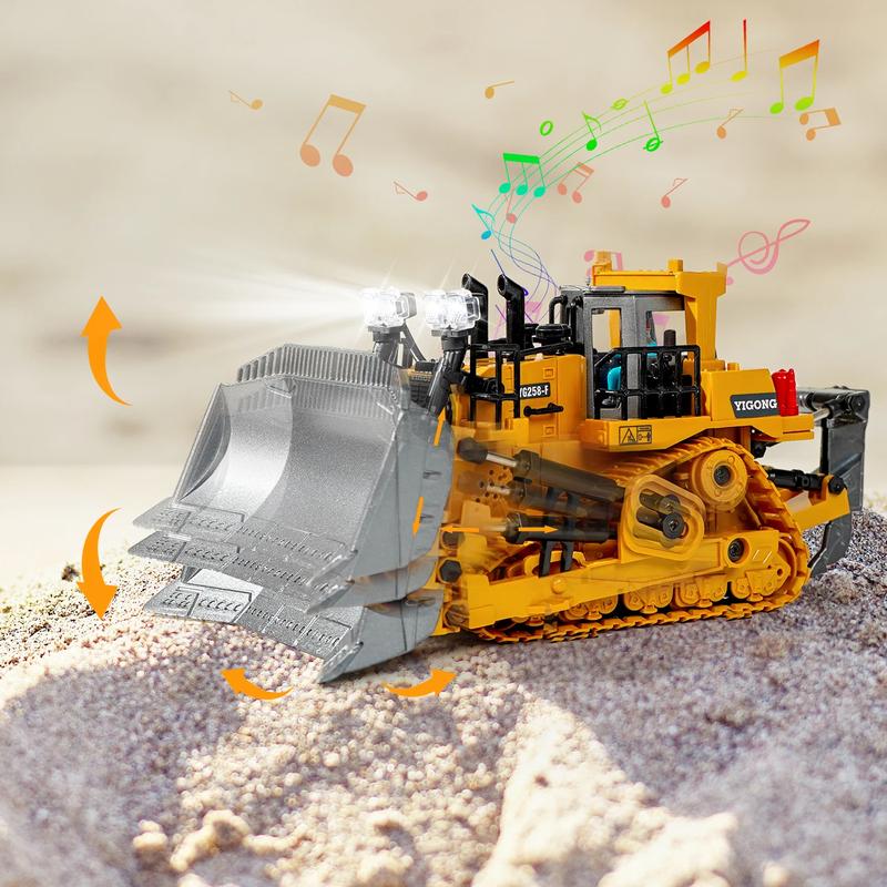 9 Channel Remote Control Bulldozer RC Excavator Dumper Car 2.4G Remote Control Engineering Vehicle Crawler Truck Bulldozer Toys for Boys Kids Christmas Gifts