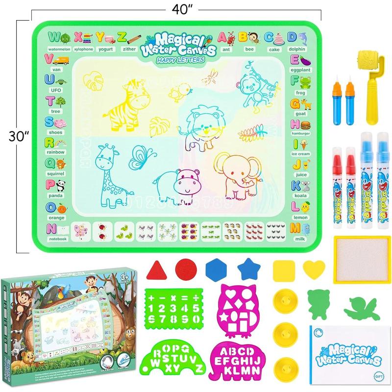 Water Doodle Mat,Reusable Painting Writing Doodle Board ,Mess Free Coloring Doodle Drawing Mat Educational ,Birthday Christmas Gifts for 3 4 5 6 7 8 Years Old