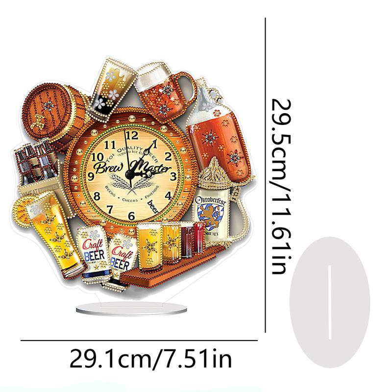 DIY Clock Diamond Art Acrylic Based Standing Clock 5D Diamond Painting Butterfly Roaster chicken Wine Baking Bread Art Craft for Home Decor 1234606