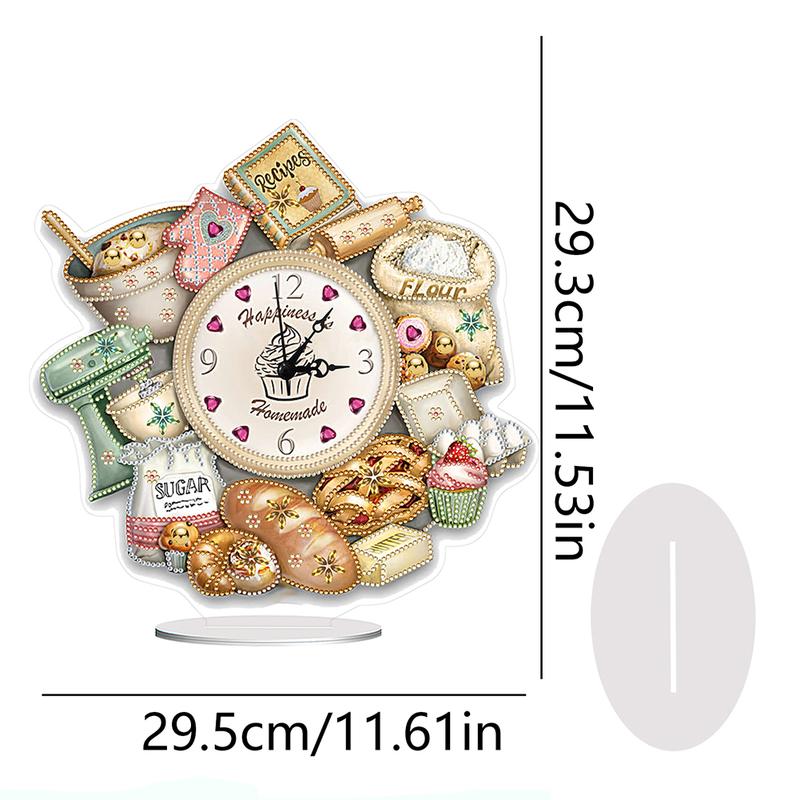 DIY Clock Diamond Art Acrylic Based Standing Clock 5D Diamond Painting Butterfly Roaster chicken Wine Baking Bread Art Craft for Home Decor 1234606