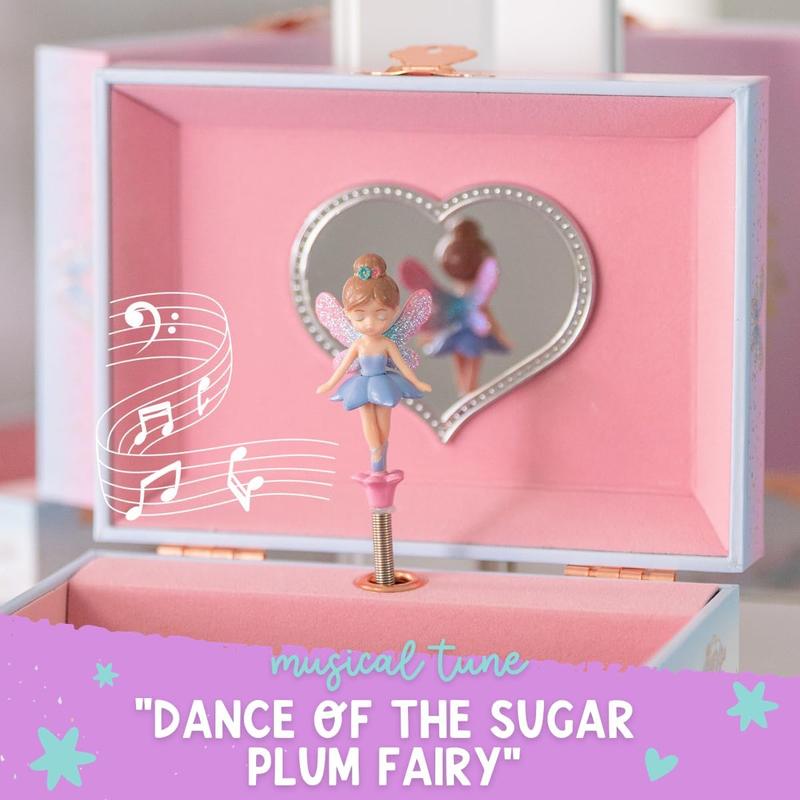 Musical Fairy  Box for Girls -  Music Box with Spinning Fairy and Mirror, Princess Birthday Gifts for Little Girls,   Boxes for Ages 3-10 - 6 x 4.7 x 3.5 in