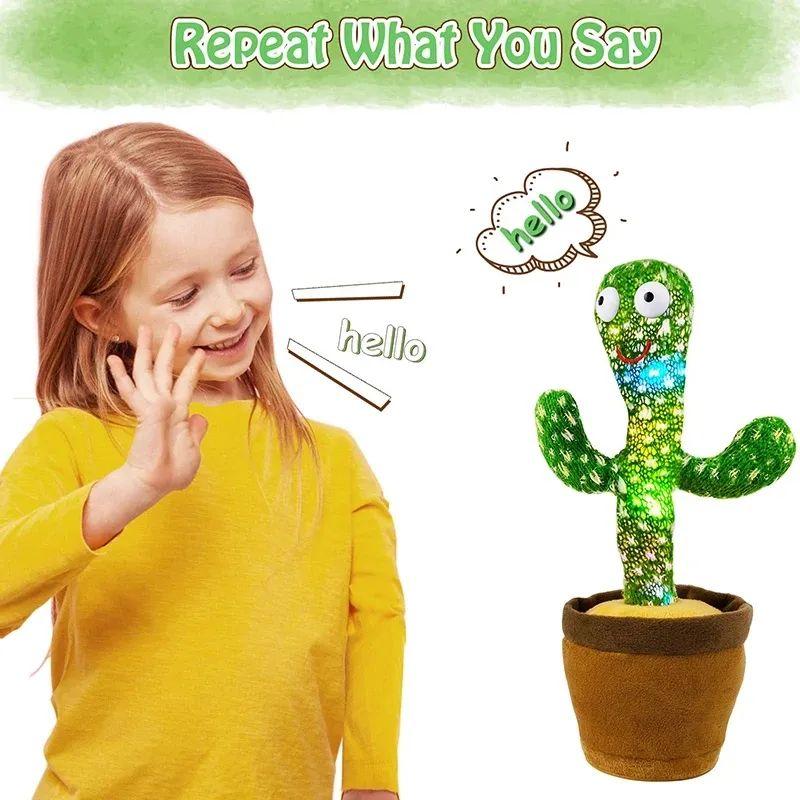 Music Lights Soft Stuffed Flowerpot Twisting Singing Dance Cactus Doll Talking Baby Toys