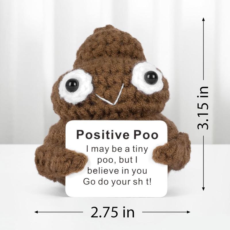 Funny Positive Poo - Crochet Potato Partner Toy with Positive Card, Cheer Up Gag Gifts for Best Friend, Birthday Housewarming Gifts for Women, Unique Teacher Fall Decor, Handmade Crochet Toy, Adorable and Uplifting Present