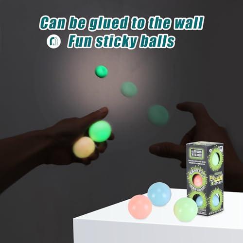 3pack Dream Balls,Glow in The Dark Sticky Balls That Stick to The Ceiling,Stress Balls for Kids and Adults,Elevated Balls,ASMR Cool Stuff for Teens,Ceiling Balls,Lumi Balls,Stocking Stuffers