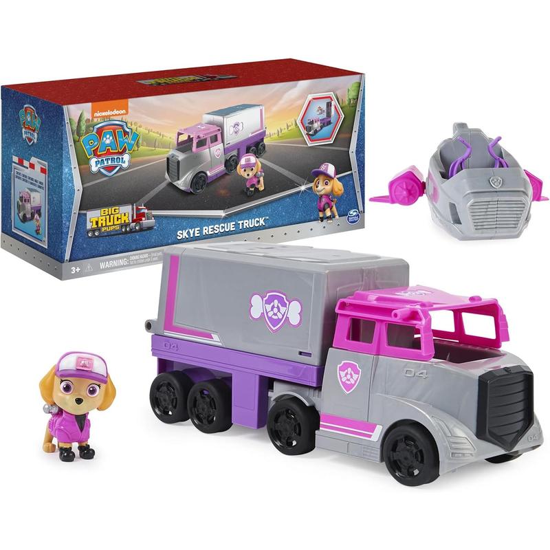 PAW Patrol, Big Truck Pup’s Skye Transforming Toy Trucks with Collectible Action Figure, Kids Toys for Ages 3 and up