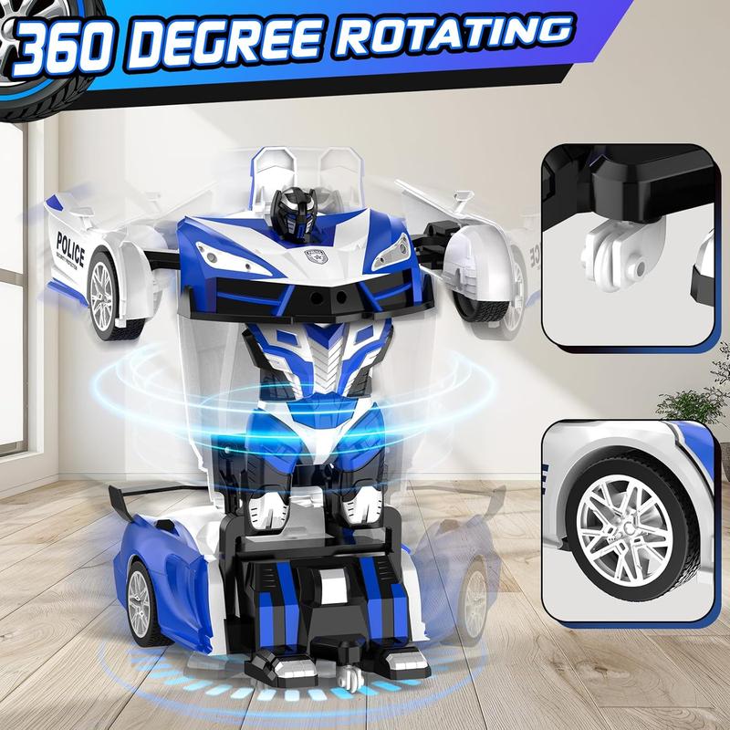 Remote Control  for  , One Button Transformation to Robot with Flashing Light 2.4 Ghz Transforming Robot  1:18 Scale Transform RC   Boys Girls Birthday Gift with 360 Degree Rotation