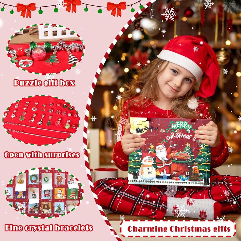 Charm Bracelet Making Kit,Jewelry Making kit for Girls Beads,Christmas Adventcalendar Bracelet Blind Box Set Crafts Gifts Set for Girls 3+