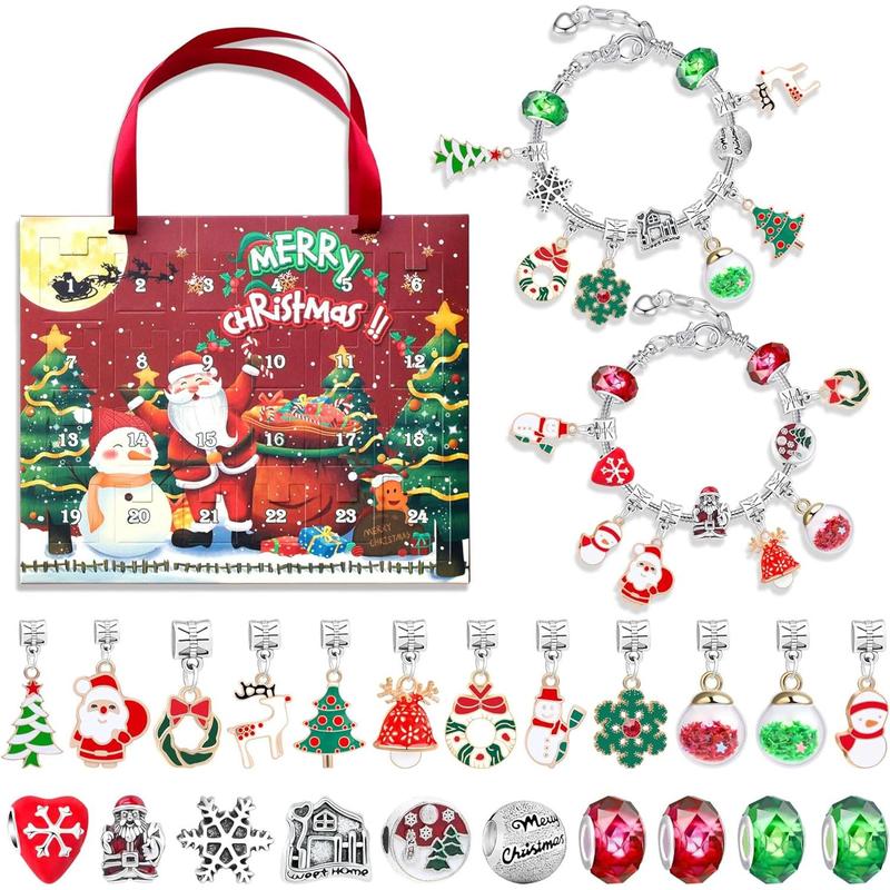 Charm Bracelet Making Kit,Jewelry Making kit for Girls Beads,Christmas Adventcalendar Bracelet Blind Box Set Crafts Gifts Set for Girls 3+