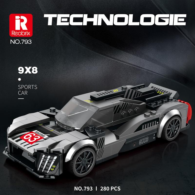 Reobrix 9X8 Supercar Building Set, Super Race Vehicles Building Toy Birthday Gifts for Kid Aged 6+. (280PCS)