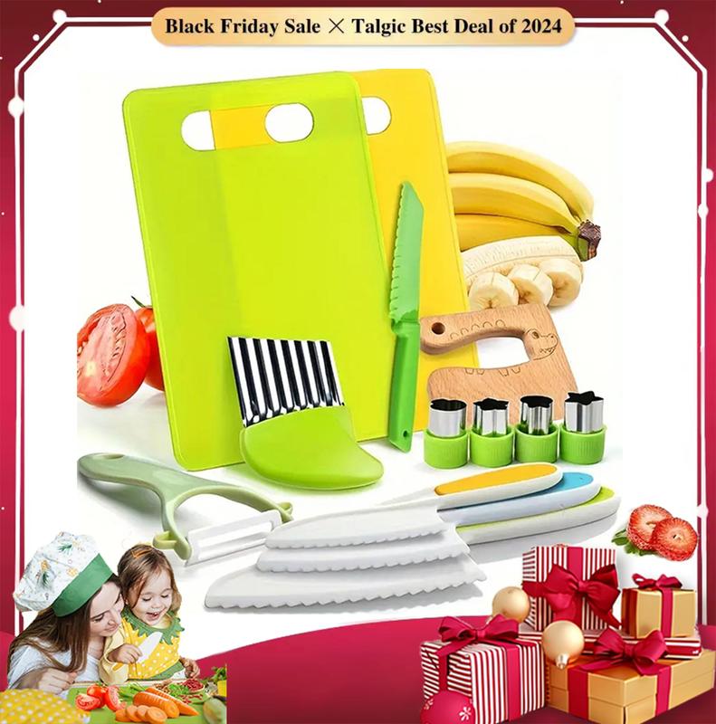 Kids Kitchen Utensils Set for Boys & Girls, 13pcs set Portable Multifunctional Cutting Tools, Household Kitchen Fruit & Vegetable Utensils for Kids, 2024 Kitchen Gadgets