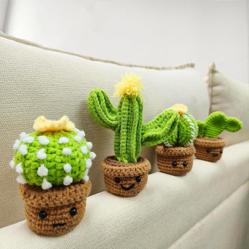 4 Style Cactus Crochet Kit for Beginner, Step-by-Step Crochet Tutorial Help to Easy Get Start, DIY Crochet Knitting Material Kit Include All Tools Needed, Best Gift for Friends and Someone You Love