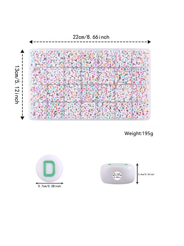 Letter & Heart Shaped Bead, Simple Round Acrylic Bead, Diy Jewelry Accessories for Bracelet & Necklace Making