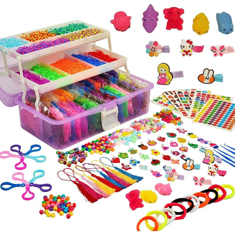 16800+ Loom Rubber Bands Bracelet Kit in 35 Colors, 600 S-clips, 300 Beads, 30 Charms,10 Zipper Hooks and More Accessories for DIY Rubber Bands Bracelet Making kit Girls Birthday Gifts (purple)