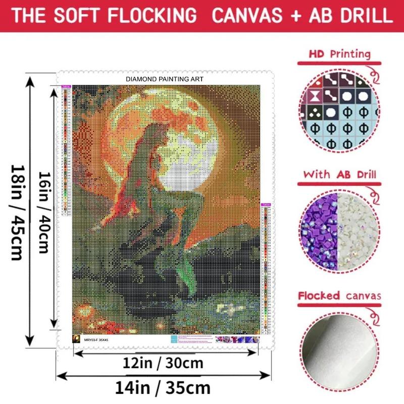 Moon & Mermaid Pattern DIY Diamond Arts Colorful Painting without Frame, 5D Drill Decor Handmade Art Crafts for Home Wall Decor