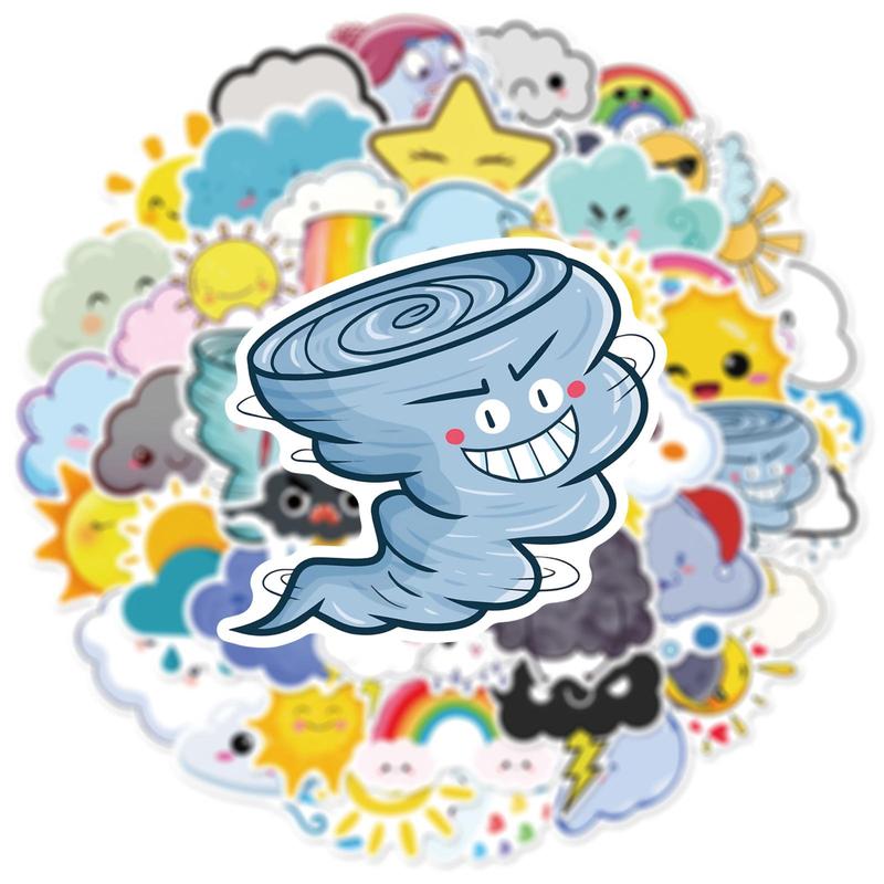 50pcs pack Cute Cartoon Weather Series Graffiti Stickers for Decorative Stickers, DIY Creative Toys