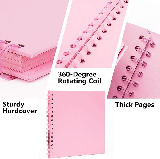 8X8 Inch DIY Scrapbook Photo Album, Kraft Blank Paper Scrap Book 40 Pages Memory Book for Wedding Family, Pink