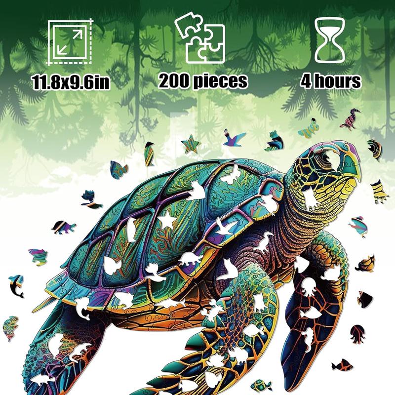 Wooden Puzzles for Adults, Sea Turtles Wood Puzzles 200 count, Irregular Animal Shaped Unique Wooden Jigsaw Puzzles, Creative Ghristmas Gift for Teenagers and Adults