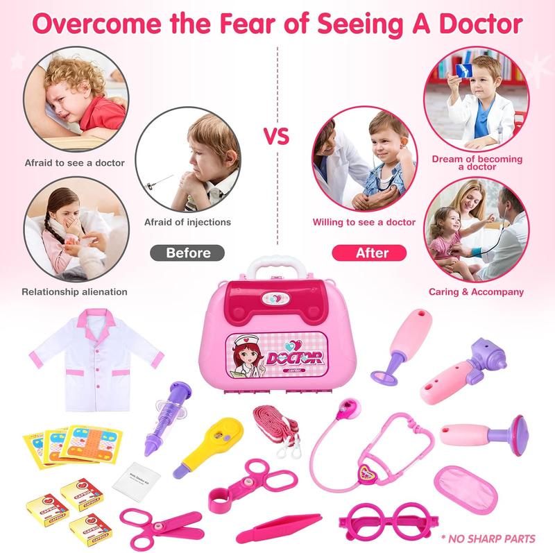 Doctor Kit for Toddlers, 22 Pieces Doctor Play Gift for Kids Medical Toys Set with Roleplay Doctor Costume Toddlers Ages 2 - 6 Year Old for Role Play