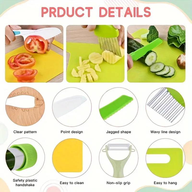 Kids Kitchen Utensils Set for Boys & Girls, 13pcs set Portable Multifunctional Cutting Tools, Household Kitchen Fruit & Vegetable Utensils for Kids, 2024 Kitchen Gadgets