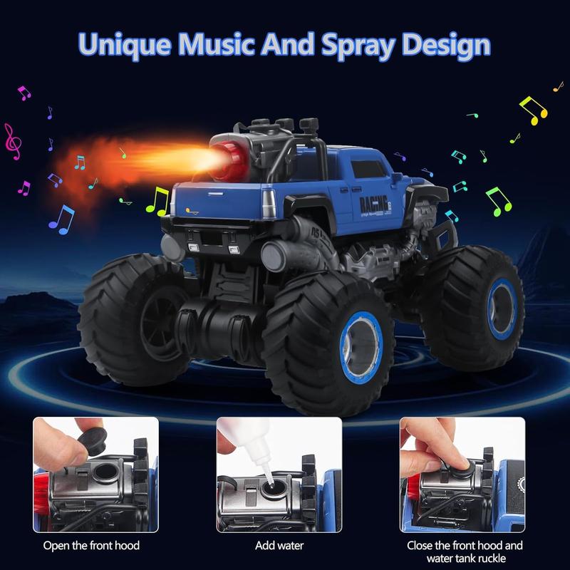 Remote Control Monster Truck 2.4GHz Remote Control Car, RC Monster Truck 2 Battery 80 Mins+,1:16 Scale Indoor Outdoor All Terrain Spray Remote Monster Trucks for Boys 4-7 8-12 and Girls