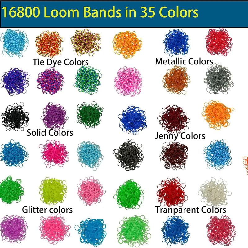 16800+ Loom Rubber Bands Bracelet Kit in 35 Colors, 600 S-clips, 300 Beads, 30 Charms,10 Zipper Hooks and More Accessories for DIY Rubber Bands Bracelet Making kit Girls Birthday Gifts (purple)